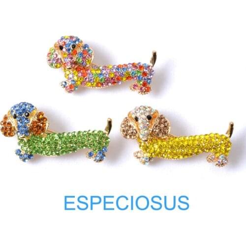 Fashion Jewelry Multi Color Rhinestone Gold Color Pet Poodle Brooch Lady Gifts Ornament Crystal Breast pin Accessory Garments