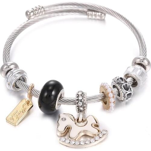 MPB4 Beads Bead Colorful Cute Gold Plated Charms Bracelet Women Jewelry Diy Making Gifts