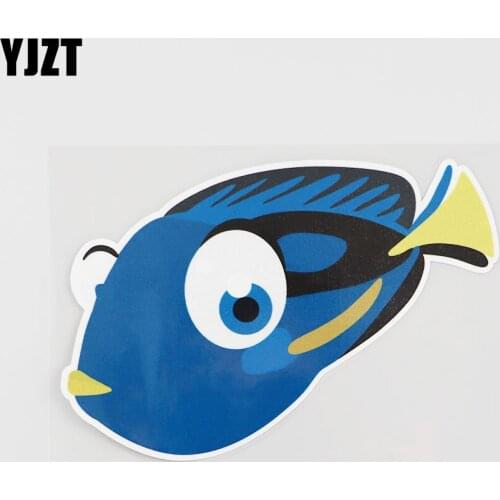 YJZT 14.7CMX9.9CM Blue Coral Fish Car Sticker Cartoon Marine life Pvc Decal 13A-0125
