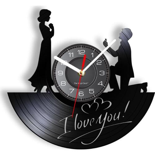 Marry Me Wall Clock Romantic Love Wedding Decor Marriage Love Story Valentines Day Vintage LP Vinyl Record Clock Gift For Her