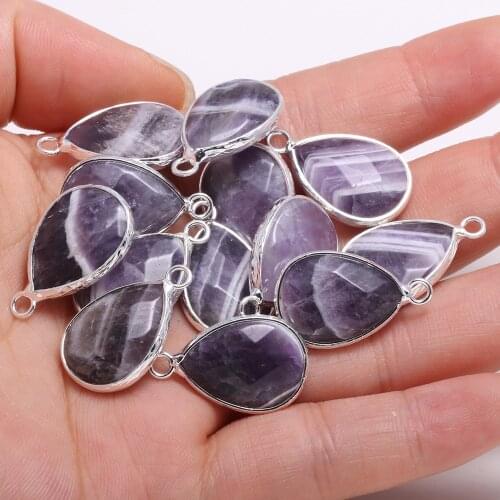 Natural Stone Amethysts Pendants Water Drop Shape Faceted Crystal Charms For Jewelry Making DIY Necklace Earring 1Pcs