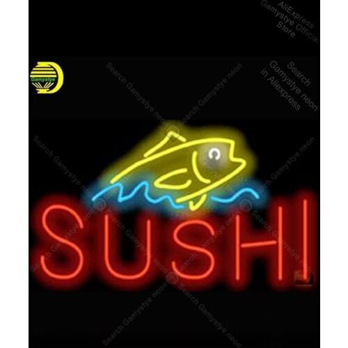 Neon Sign for Sushi with Fish Neon Tube sign handcraft Commercial windows Neon Flashlight sign Windows Garage Wall Sign Bar Neon