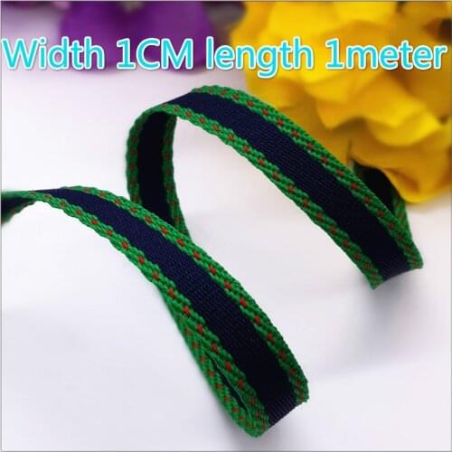 New Style Wide cowboy 10mm blue green edge With jump point polyester Ribbons DIY Handmade Clothing decorative ribbon 1meter/lot
