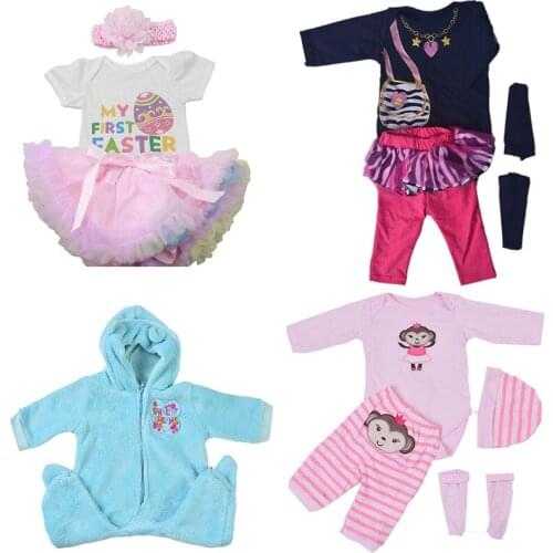 Doll Clothes Pajamas 11Sets Dress Jump Suits Fit 22 Inch 50-58 Baby New Born Reborn Doll Christmas gift
