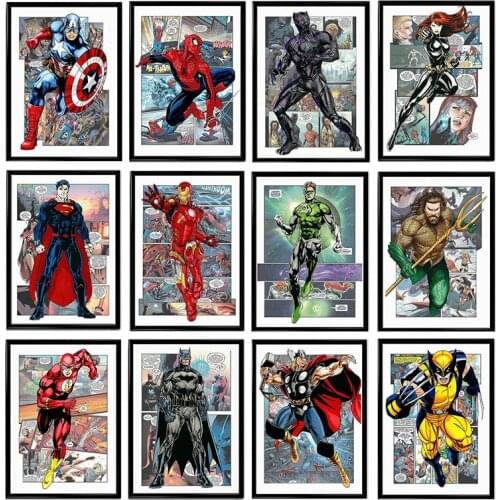 Marvel Comics Canvas Painting Avengers Captain America Iron Man Posters and Prints Wall Art Print Canvas Living Room Home Decor