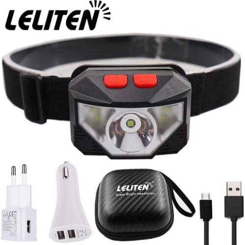 Drop Shipping USB Rechargeable Portable Mini Headlamp Torch Flashlight Fishing Head lamp headlight + Have Built in Battery