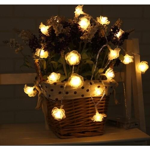 Christmas Lights 10/20/30/40leds Rose Flower String Lights for Outdoor Wedding Party Holiday Valentine Decoration Garland