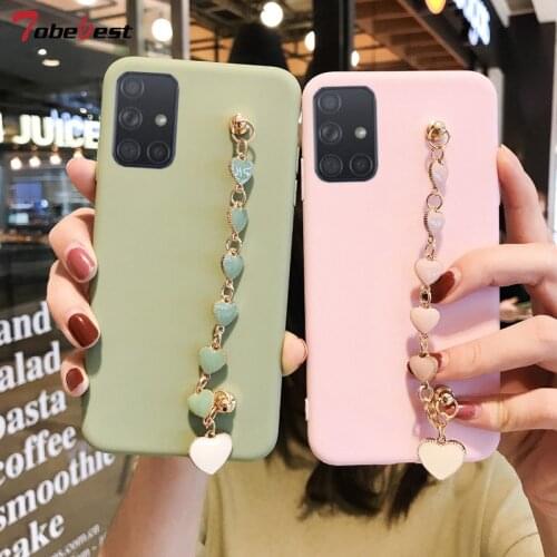 Pink Gemstone Bracelet Silicone Case For Samsung Galaxy A52 A72 A32 A42 A12 5G A02S Fashion Matte Soft TPU Cover
