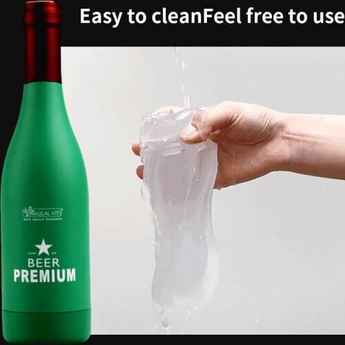 Manual Male Masturbator Cup Sex Toys for Men Sex Machine Erotic Adult Toy Portable Beer Bottle Soft Ora Pussy Real Vagina Shop