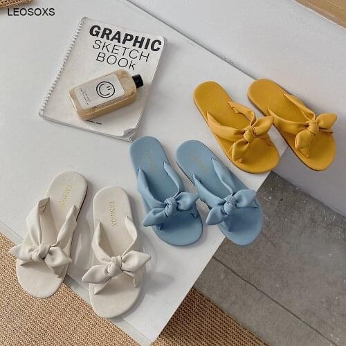 Sandals Woman 2021 Summer Bowknot Sandals And Slippers Fashion Solid Color Casual Beach Womens Shoes
