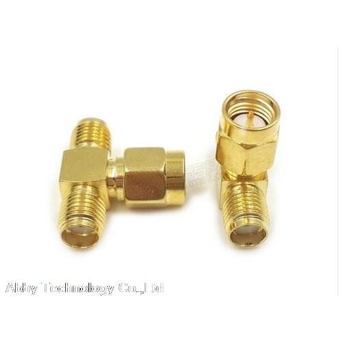 Free shipping SMA Male to 2 SMA Female Triple T in Series Adapter Connector 10pcs/lot