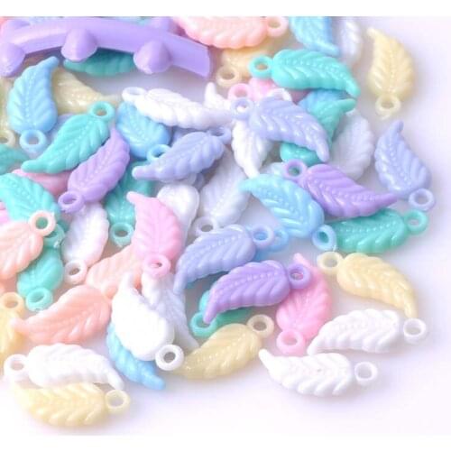 18x8mm 200pcs Mixed Acrylic leaf Charms Fit jewelry findings DIY YKL0040