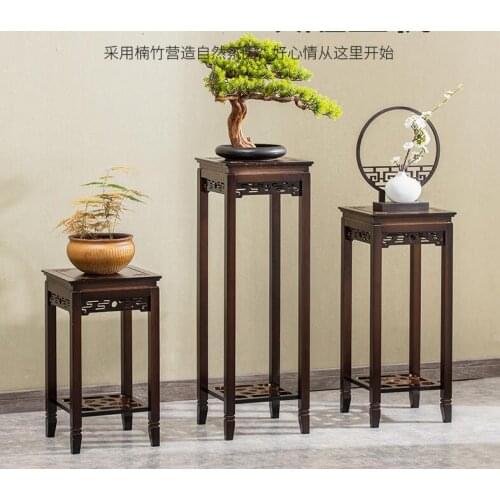 Flower rack indoor flower stand flower pot rack living room floor hanging basket antique flower Chinese bamboo flower rack shelf