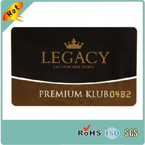 Custom credit card size business card with embossed number holographic overlay for high quality plain Pvc card printing hologram