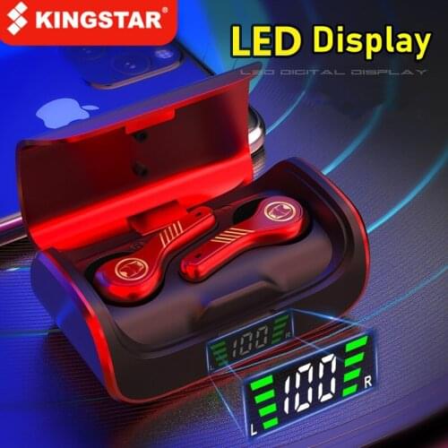 KINGSTAR TWS Bluetooth Earphone 5.0 Wireless Waterproof Earpieces LCD Display 3D Stereo Sport Headset Earbuds With Charging Box