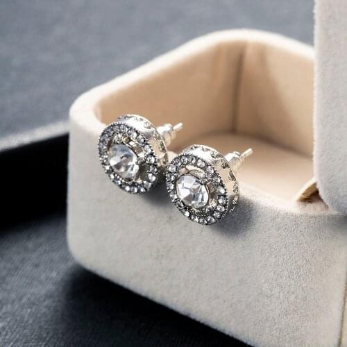 Korean Temperament Fashion Women Lady Exquisite Rhinestone Crystal Crown Stud Earring Earrings for Women Gift Elegant Jewelry