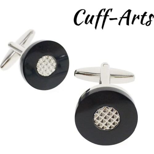 Cufflinks For Men Classic Onyx Cufflinks Round Jewelry Men FatherS Day Gift Men Cuff Links Gemelos Camisa by Cuffarts C20019B
