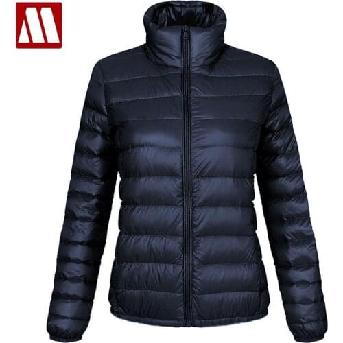 Women Ultra Light Down Jacket Ladies Winter Duck Down Jackets Woman Slim Thin Long Sleeve Parka Zipper Coats Pockets Solid Coat