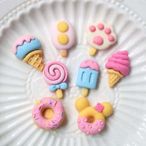 10-30Pcs New Cartoon Ice Cream Planar Flat Back Resin DIY Children Hairpin Jewelry Crafts Materials Mini Nail Art Decor Patch