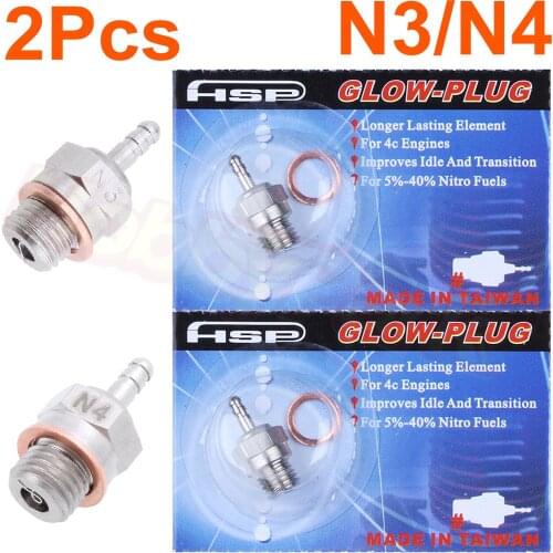 2x Spark Glow Plugs 4# N4 3# N3 Engine Parts For 1/8 1/10 Nitro Power RC Truck Buggy Truggy Traxxas Redcat Himoto HPI HSP 70117