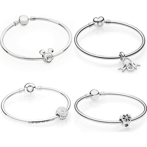 2019 NEW 100% 925 Sterling Silver PERFECT MUM HANGING CHARM SNOWFLAKE HEART CHARM Tree of Hearts Charm Portret Beaded Bangle Set