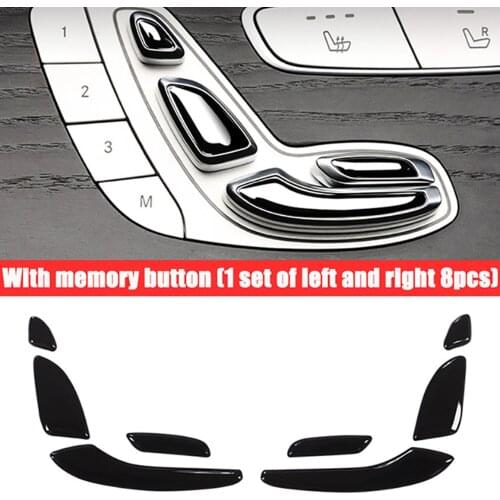 8PCS Black Auto Car Door Seat Adjust Button Switch Cover Sticker Trim for Mercedes Benz E C GLC Class W213 W205 X253