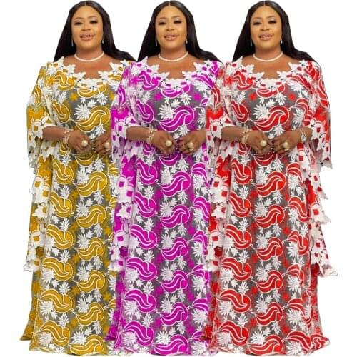 African Wedding Party Dresses for Women 2021 New Dashiki Plus Size Boubou Robe Africain Femme Abaya Kaftan Embroidery Maxi Dress