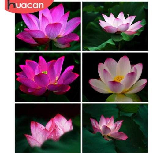 HUACAN 5D Diamond Painting Lotus Diamond Mosaic Flower Full Square/Round Drill Embroidery Creative Hobbies