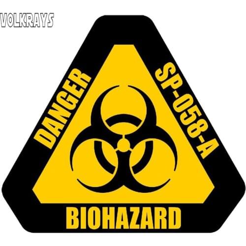 Volkrays Personality Car Sticker Danger Biohazard Sign Warning Mark Accessories Waterproof PVC Decal for Pajero Niva,10cm*12cm