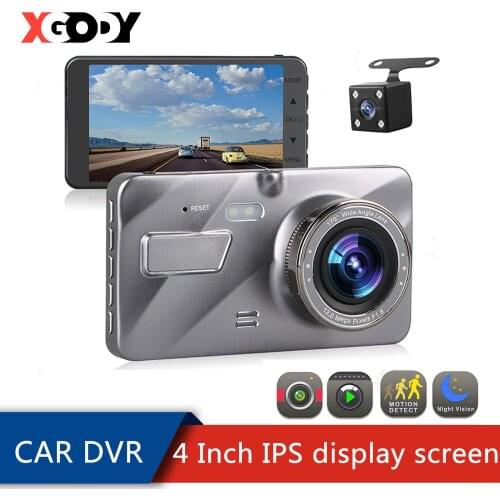 XGODY Car DVR Full HD 1080P Dual Lens Dash Cam Video Recorder Video 4 Inch DVR Camera Video Dash170° Night Vision