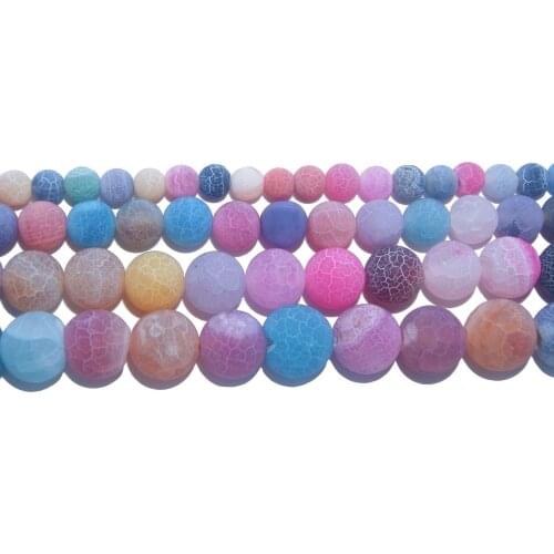 Natural Stone Colorful Frost Crab Agates Round Loose Beads 6 8 10 12 MM Pick Size For Jewelry Making DIY Bracelet Necklace