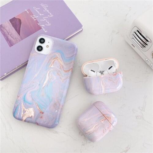 Luxury marble Phone case For iphone 12 Pro Max 11 11Pro X XR XS 7 8 Plus for Apple airpods 1 2 Pro Earphone case silicone cover