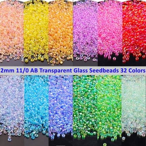 720Pcs 2mm 12/0 AB Clear Color Round Transparent Loose Spacer Beads Cezch Glass Seed Beads Handmade Jewelry DIY Garment Beads