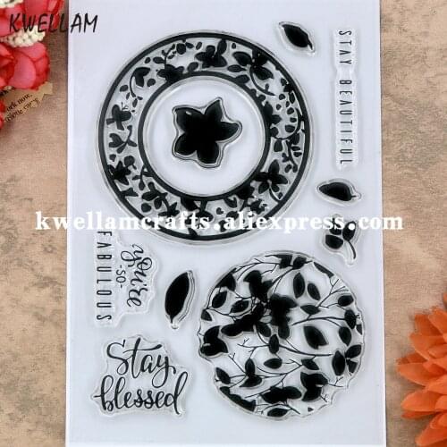 Flowers Wreath Leaves Stay blessed Stay Beautiful Scrapbook photo cards rubber stamp clear stamp transparent stamp KW9060402