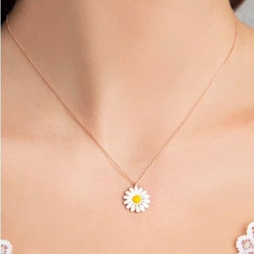 Daisy Silver Enamel Daisy Necklace Silver Necklace shining women fashion wedding gift dear