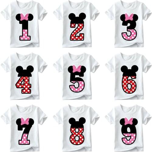 INPEPNOW Happy Birthday Child T-shirt for Children T-shirt for Boy Cute Girls T Shirt Number 1-9 Birthday Present/Gift DX-BS17