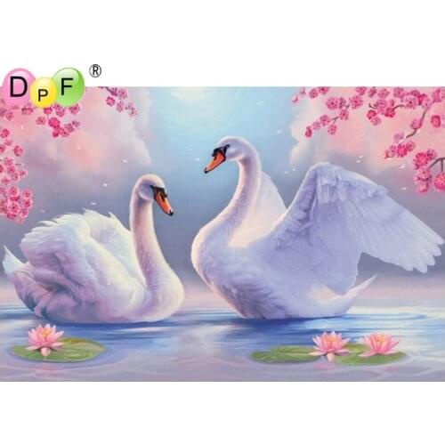 DPF full range 5D DIY diamond painting cross stitch water swan diamond embroidery rhinestone diamond mosaic painting gift