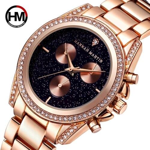 HANNAH MARTIN Top Luxury Brand Women Quartz Watch 2018 Fashion Ladies Bracelet Watches Steel Band relogio feminino rose gold