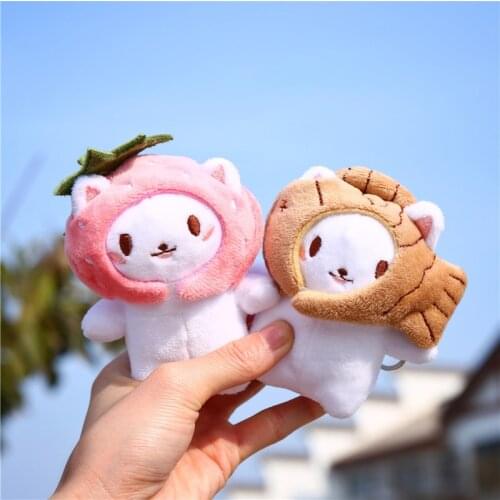 Creative popular Strawberry fish cat pendant Taiyaki catfish Keychain Decorate good quality Soothing doll christmas funny gift