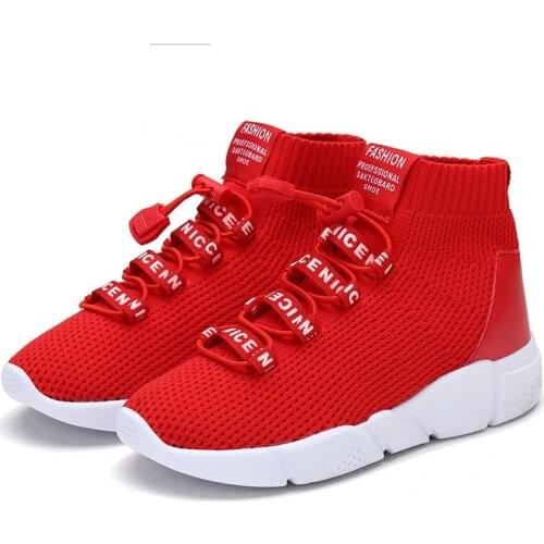 Girls Sneakers Tenis Infantil Boys Shoes Children Socks Shoes High Top Ankle Shoes Knitting Sports Shoes Elastic Sneakers Casual