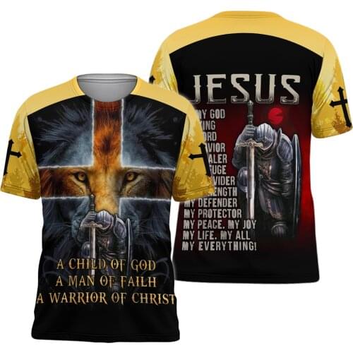 US Size 2021 Summer Knight Lions 3D Printing T-Shirt Men O-Neck Oversize Breathable Polyster Men Cool Homme Tee Shirtt