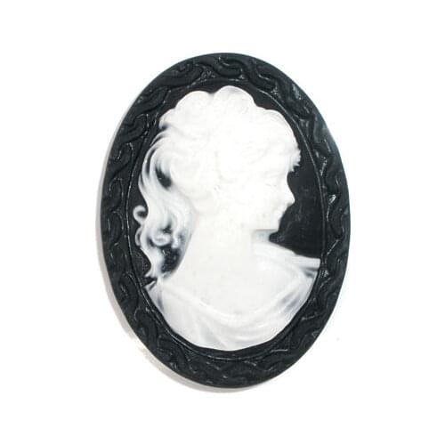 Lovely 10 Resin Lady Emboss Oval Cameo Embellishment (B06695)