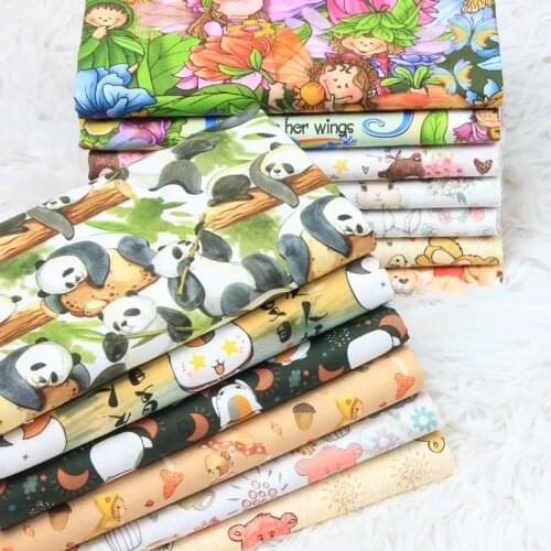 Cartoon Zoo Panda Bear rabbit Cotton Fabric Patchwork Sewing Material Diy Childrens Shirt skirt Pillow decoration material