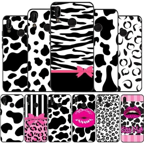 Cow Pattern Black White Black Silicone Soft Phone Case For Huawei 40 30 20 10 9 Lite Pro P smart 2019 Y6 Y6 Prime2019 Y9 2018