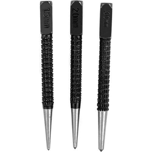 3pcs High Hardness Center Punch Positioning Punch Manual Tool Square Hole Positioning Drill Woodworking Tool Drill Bit