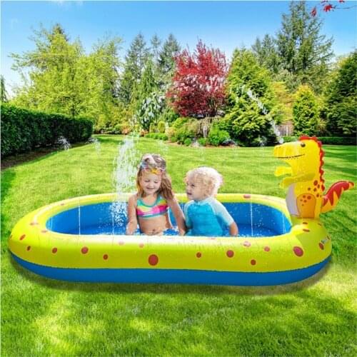 Inflatable Pad Dinosaur Fountain Swimming Pool Indoor Sprinkler Toddler Water Game Play Center for Kids Portable Childrens Kidd