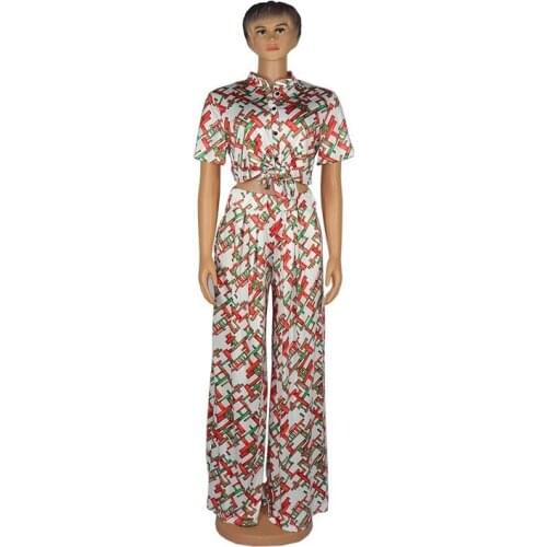 2021 New African Print Elastic Dashiki Short SLeeve Suit for Lady Women Top and Leggings 2pcs Sets African Clothes for Women