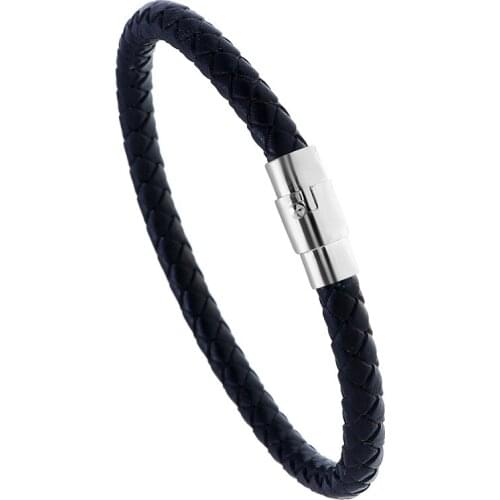 New Classic Style Men Leather Bracelet Simple Copper Button Neutral Accessories Hand-woven Jewelry Leather Bracelet for Female