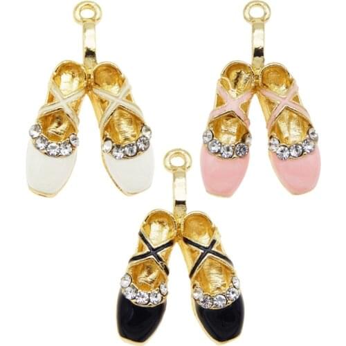 3pcs Enamel Dancer pendant Rhinestone Jewelry Making DIY Handmade Ballet Shoes Charms For Bracelet Earrings Necklace Gift DIY
