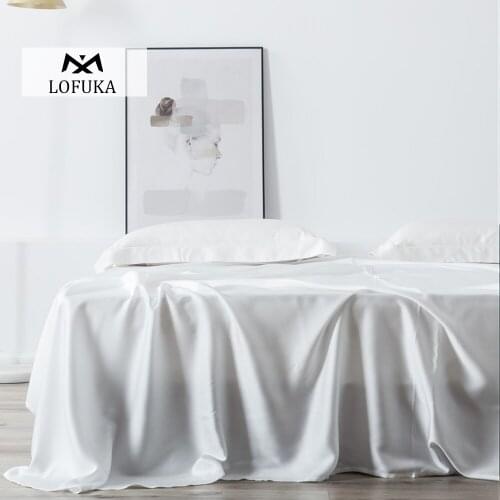 Lofuka Luxury Noble White 100% Silk Flat Sheet Nature Silk Beauty Queen King Bed Sheet Fitted Sheet Pillowcase For Sleep